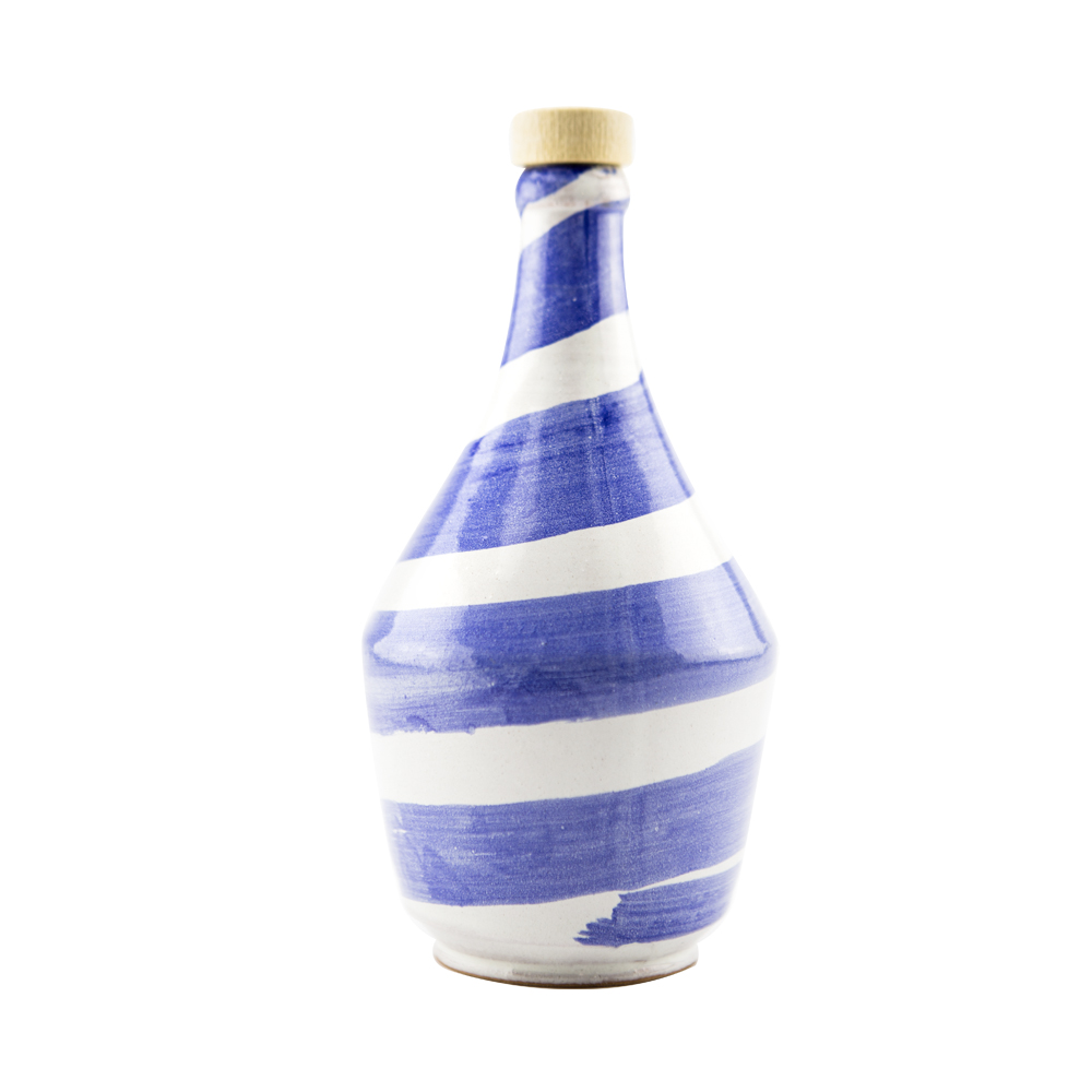 Spiral Blue Ceramic Bottle