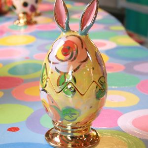 Easter Egg with ears in Gold New Rose on Yellow