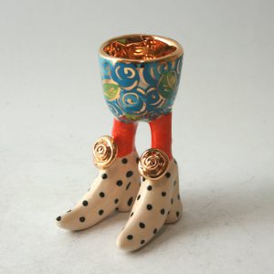 Egg Cup with legs in Blue Rosebush