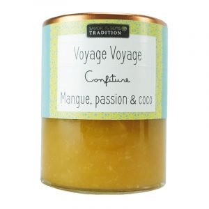 Jam with mango, passion fruit and coconut
