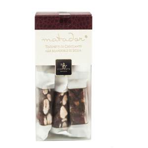 Crunchy nougat pieces with almonds